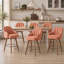 Tabouret de bar rotatif rembourré 27 ", ensemble de 6, avec pieds en bois d'hévéa massif, siège pivotant à 360 ° et dossier en coquille capitonnée - rose-130054977