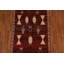 Tapis rouge en laine noué à la main de conception unique 4 pi 2 po x 5 pi 9 po New Age