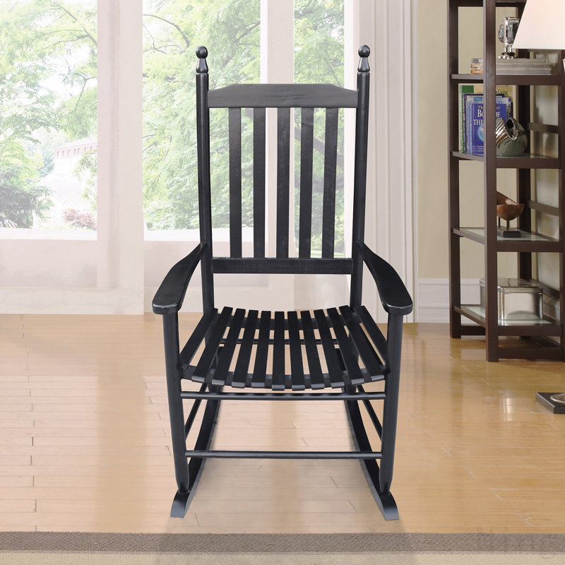 Chaise berçante en bois noir sans passe-partout, Noir