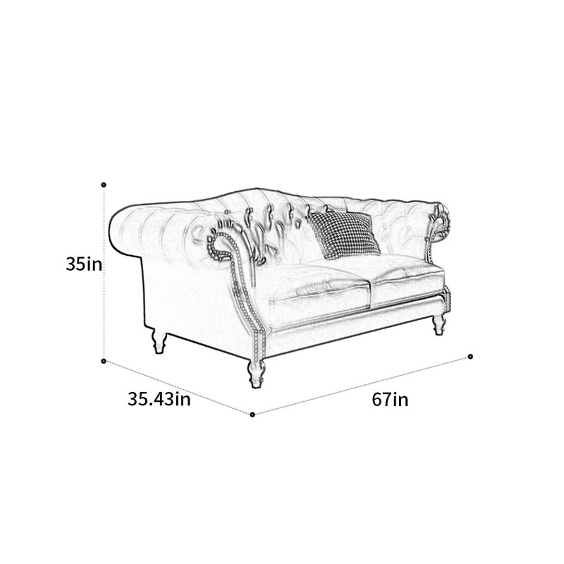 Canapé rétro American, H 35 po x l 67 po x P 35,43 po, 2