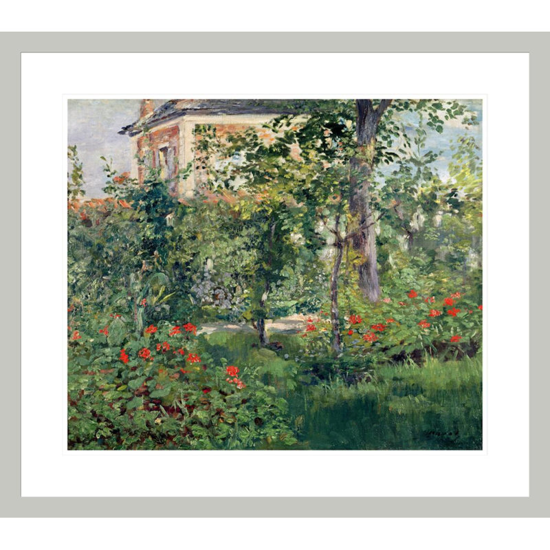 «The Garden at Bellevue» par estampe numérique encadrée, H 23,5 po x l 26,58 po