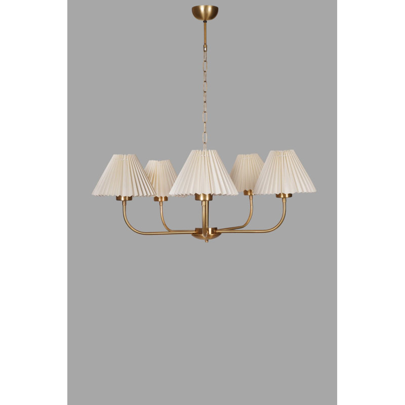 Lustre, 5 lumières, Crème / doré, H 31,44 po x l 9,04 po x P 9,04 po