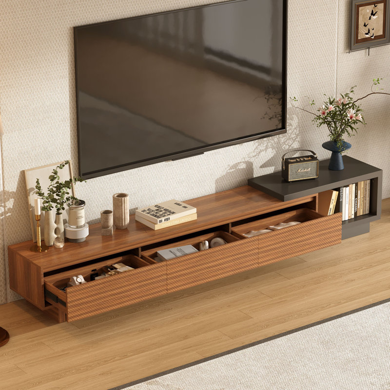 78.74" Modern Asymmetric Tv Stand With Open Storage, Low-Profile Entertainment Center For Tvs Up To 85", Black