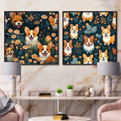 Corgi Cuties - Animals Dog Square Collage Set Of 2