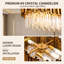 32" Modern Gold Rectangular Tube Oval Crystal Chandelier, E14 Base Bulb Not Included