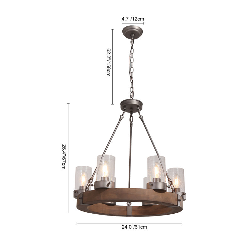 Manette 6 - Light Dimmable Wagon Wheel Chandelier