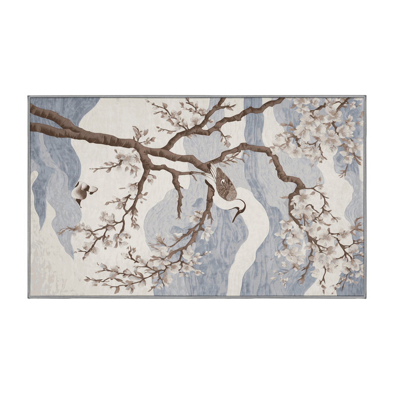 Machine Washable Gray Area Rug, Rectangle 3' x 5'