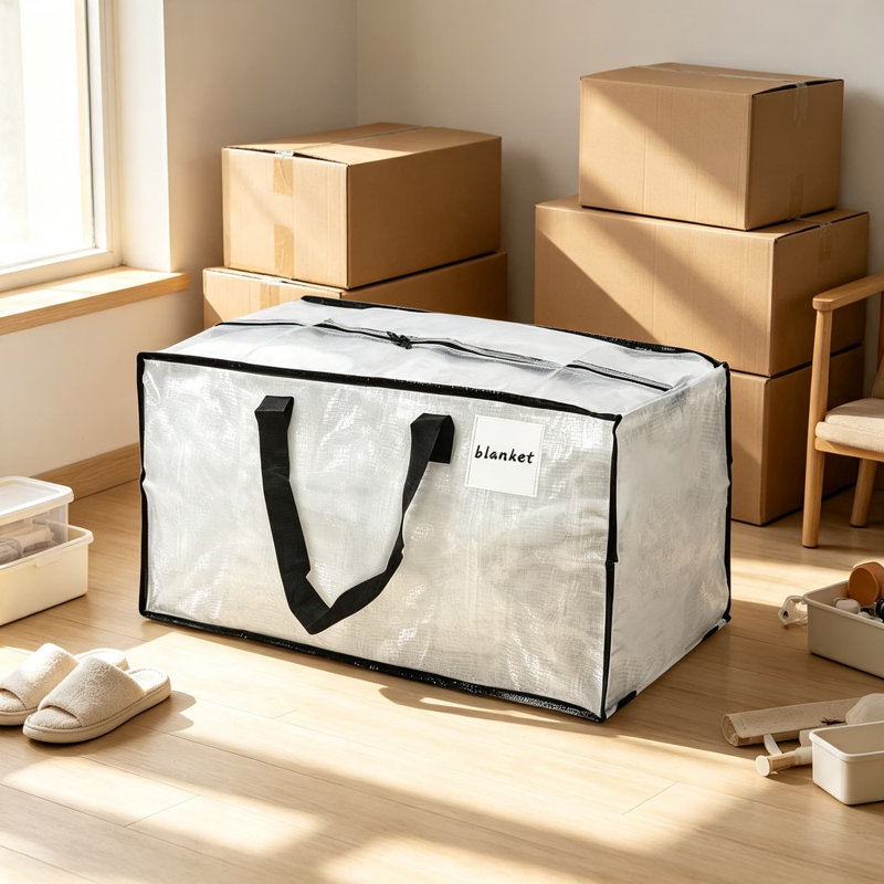 Sacs de déplacement transparents avec poignées et sangles, sacs de rangement pliables robustes pour vêtements, literie et articles saisonniers