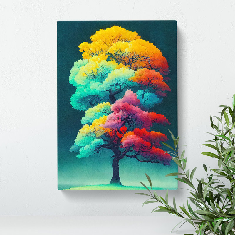 Wonderful Painted Tree No.2 - Wrapped Canvas Print, 60cm H x 40cm W x 3cm D