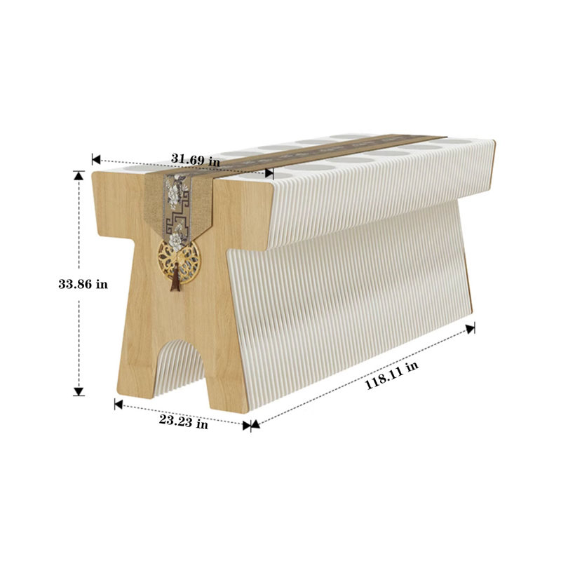 Table de présentation portable en papier, H 33,86 po x l 118,11 po x P 31,69 po, Blanc