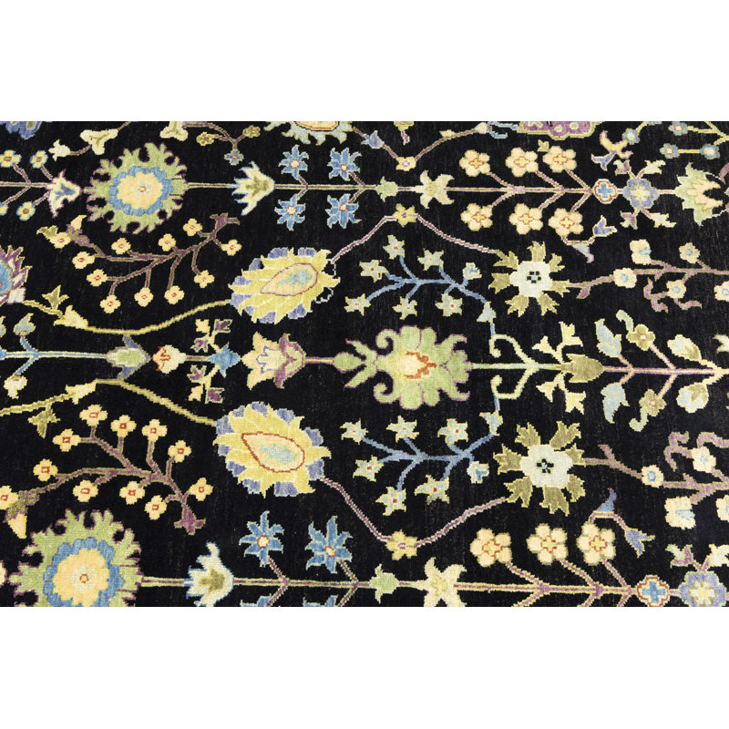 Tapis oriental noir Oushak Chobi
