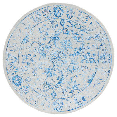 Tapis bleu / beige en laine touffeté à la main Maniscalco