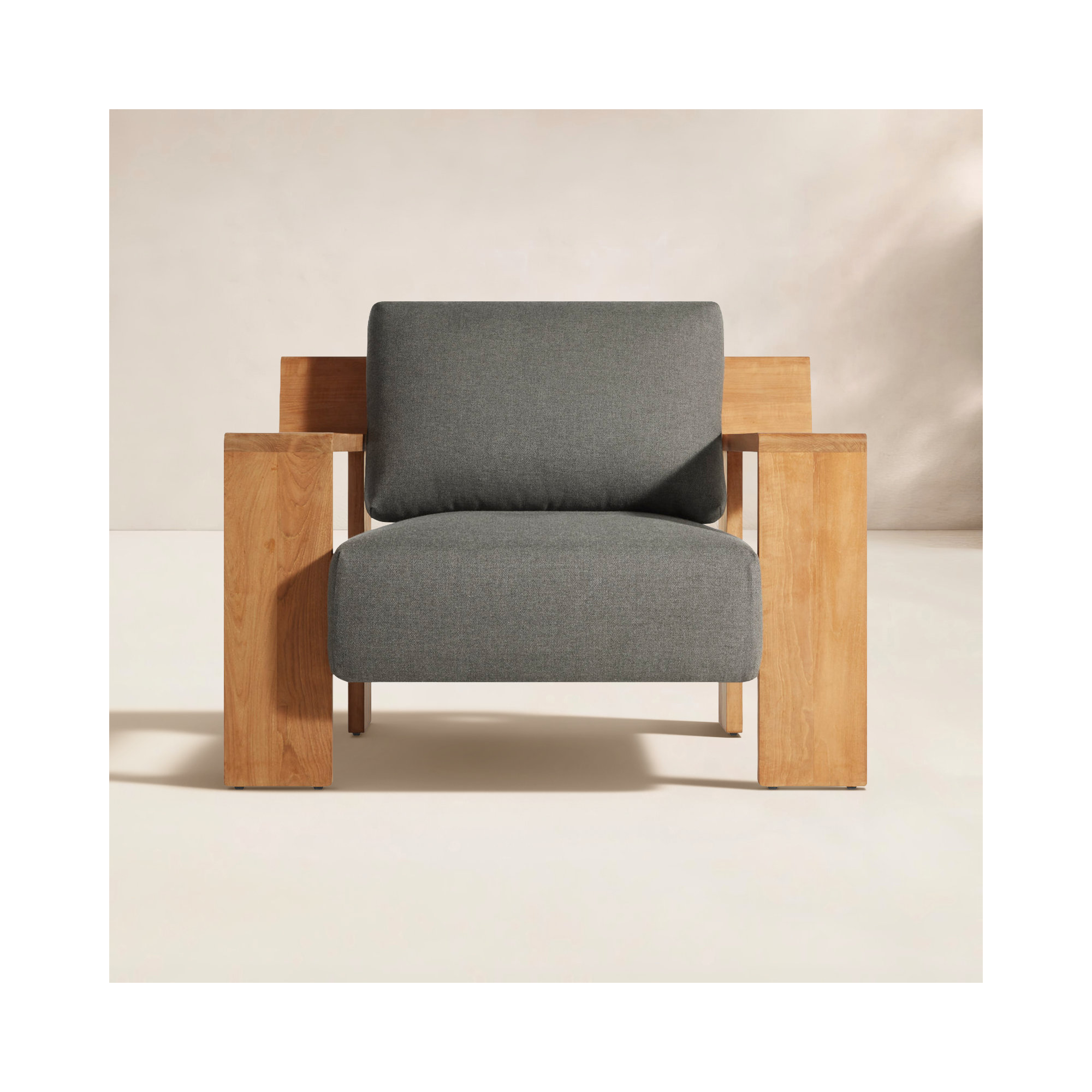 Ridge Teak Outdoor Lounge Chair, Toohey Charcoal