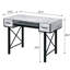 Bureau rectangulaire de style industriel avec plateau à clavier et rangement en blanc antique + tiroirs d'ordinateur noirs de style industriel, gris