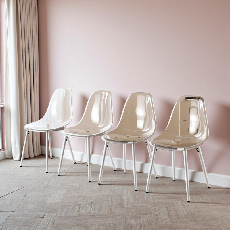 Chaise d'appoint transparente (ensemble de 4), Blanc et transparent