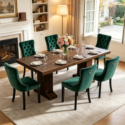 Ensemble de table de salle à manger extensible 63 "à 94,5" avec chaises rembourrées, table de salle à manger extensible rustique et ensemble de chaises pour bureau personnel