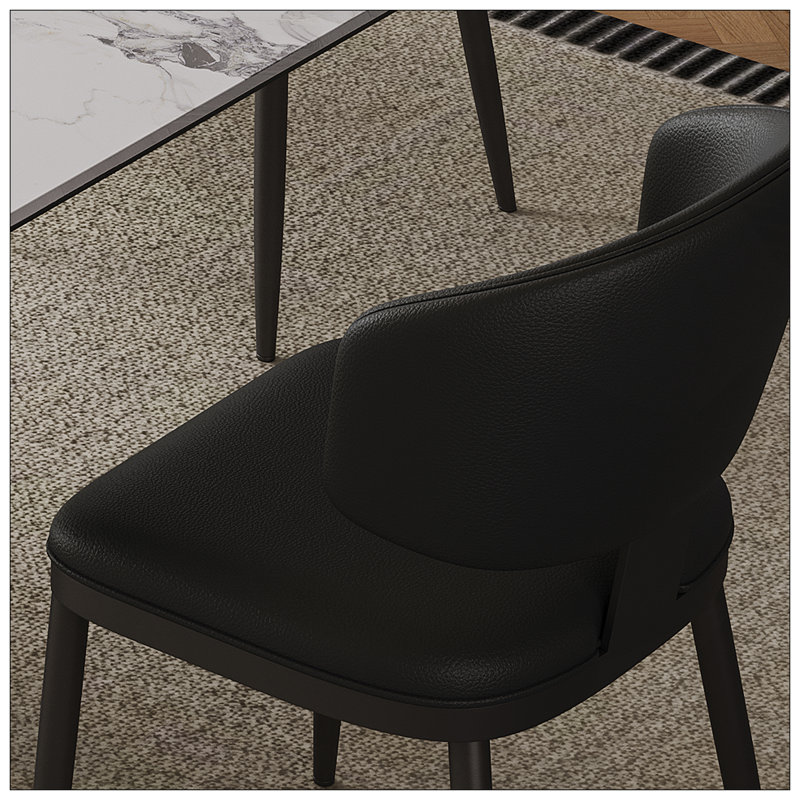 Ensemble de 2 chaises de salle à manger, chaises de maison de conception moderne, chaises de salle à manger en cuir de polyuréthane pour la salle à manger de cuisine - noir