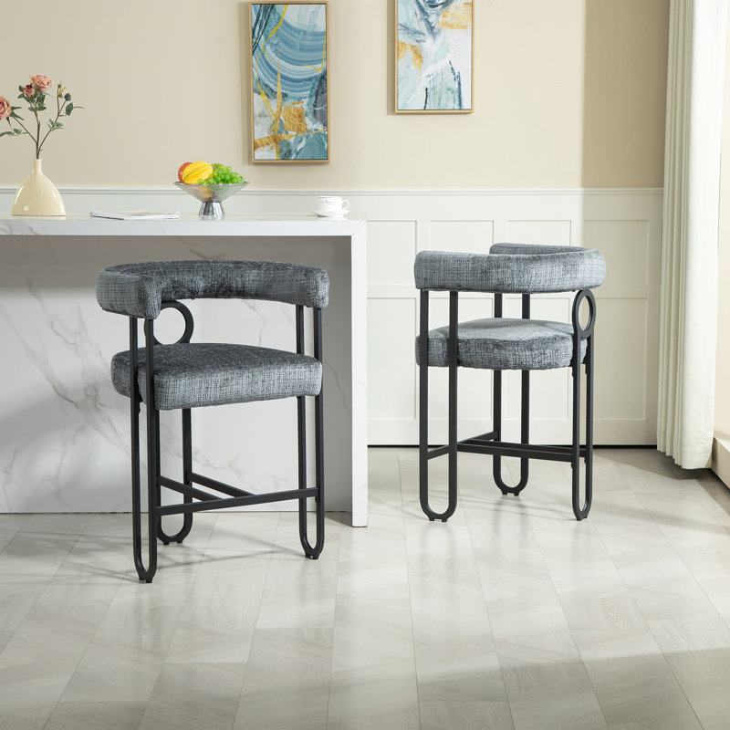 Chaises de bar modernes à coussins épais, Gris