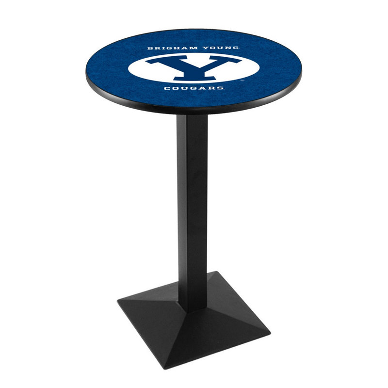 Round Metal Base Dining Table, Black Wrinkle, Brigham Young University
