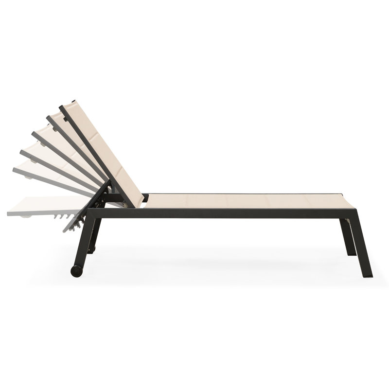 Siège à lattes inclinable de 72,83 po avec coussins et table Aki, Beige