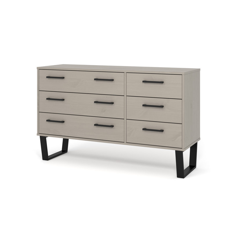 Ritzman 6 Drawer 119.3cm W Double Dresser, Grey