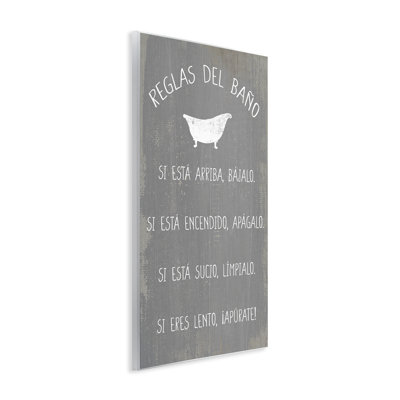 Bathroom Rules Wall Plaque Spanish Art, by Lil' Rue