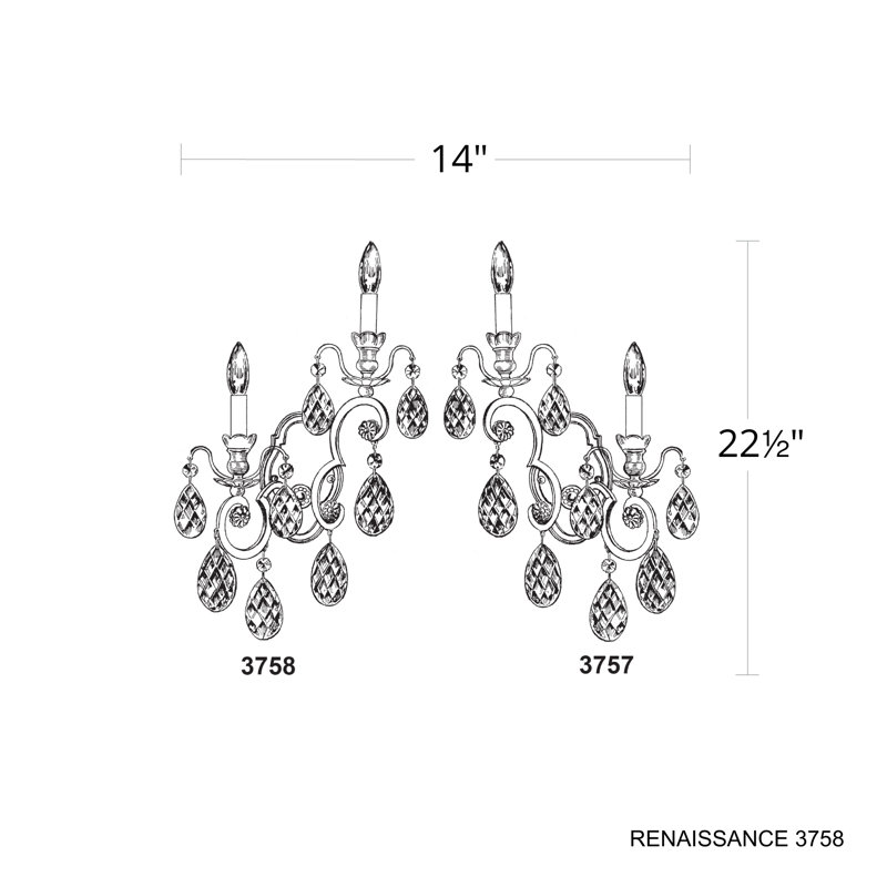 Renaissance 2 - Light Candle Wall Light, Black, Left, Handcut Clear