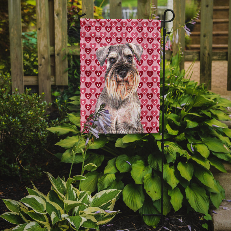 Drapeau de jardin à 2 côtés Avariella Cooper Love and Hearts, Schnauzer (beige et gris)