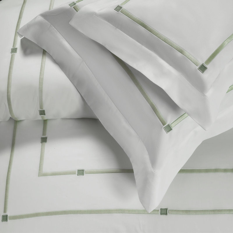 Falesia Embroidery White with Green Embroidery Sham, Boudoir