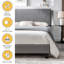 Lit tapissier moderne gris grand lit, aucun sommier tapissier nécessaire pour la polyvalence du cadre de lit plateforme avec support à lattes de bois