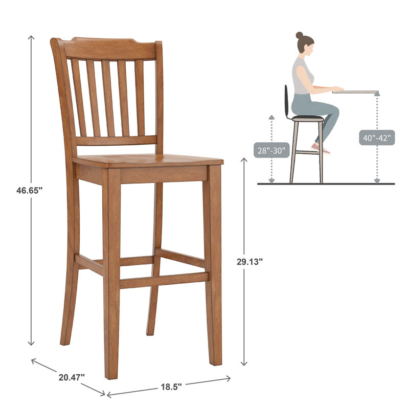 Fortville Solid Wood Counter/Bar Stool, Oak, Bar Stool (29” Seat Height)