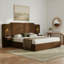 Ensemble de chambre à coucher 3 pièces: lit de rangement rembourré moderne avec lumières DEL et tables de chevet flottantes, grand, brun-1309942095-1309942094