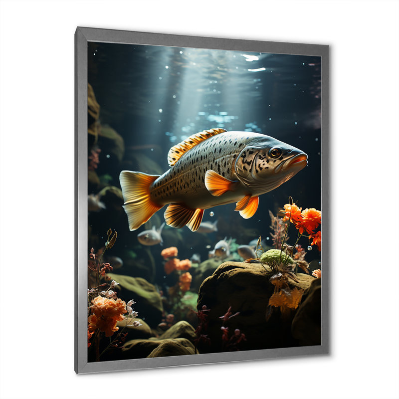 Zabil " Fishing Rustic River II ", Silver Picture Framed, 32" H x 24" W x 1" D