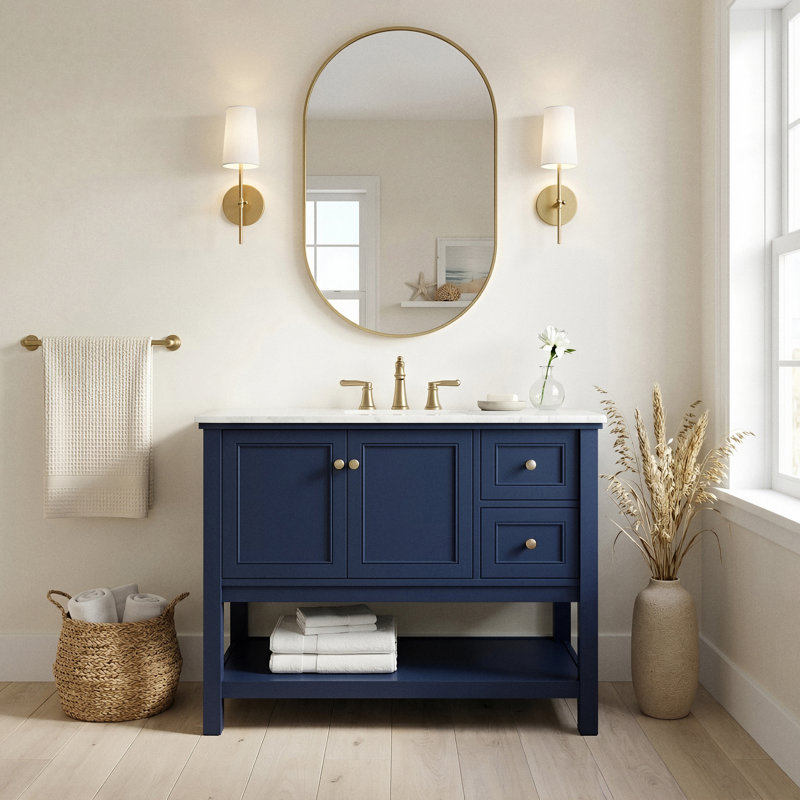 Meuble-lavabo simple de 42 po pour la salle de bain Bonsai, Bleu