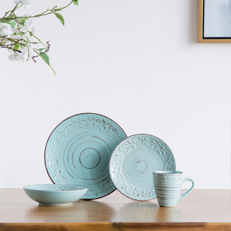 Service de table 16 pièces Rustic Flare, Turquoise