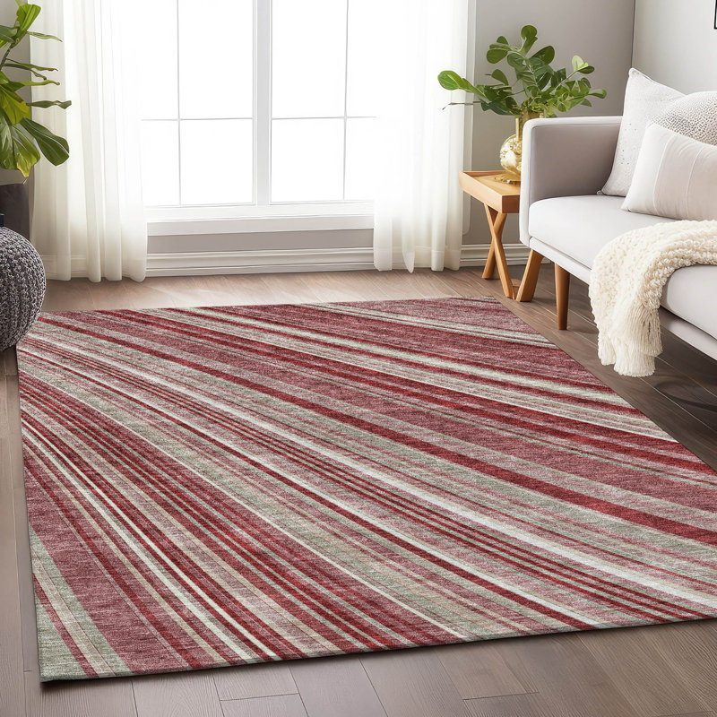 Tapis grenat Prisco Premium lavable à la machine, Rectangulaire 3 pi x 5 pi
