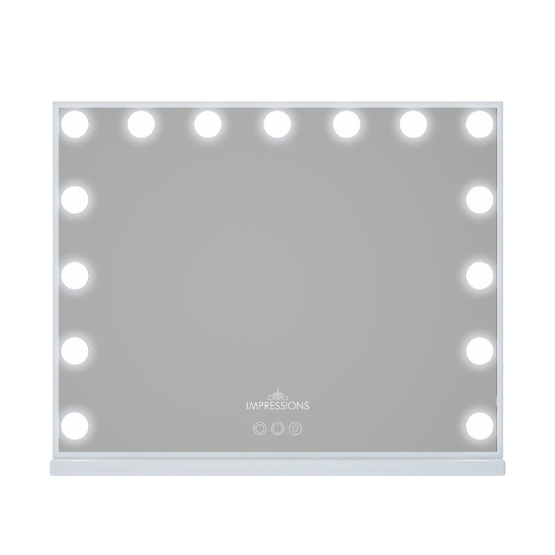 Miroir de coiffeuse Hollywood Aurora avec 15 lumières DEL givrées, Blanc