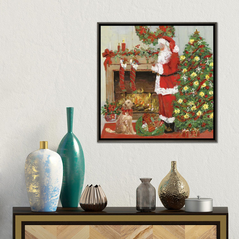 «Santa's Helper», reproduction d'art sur toile encadrée, Gris, Reproduction encadrée sans passe-partout, H 18 po x l 18 po