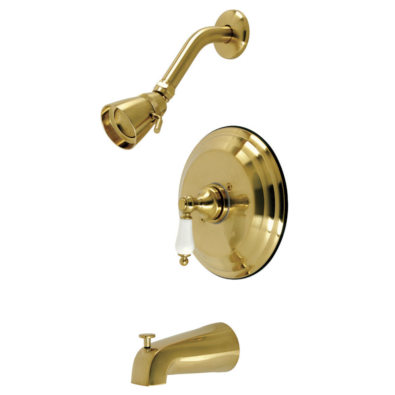 Kingston Brass Restoration Single-Handle Pressure Balanced Tub and Shower Faucet, Brushed Brass