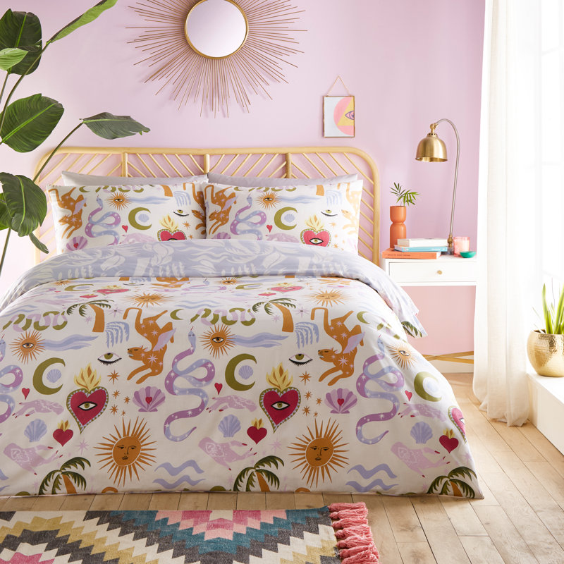 Alchemy Cotton Blend Floral Duvet Cover Set with Pillowcases Included, Double Duvet Cover + 2 Standard Pillowcases