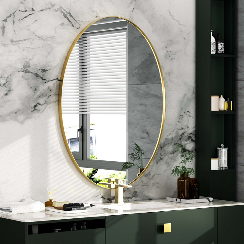 Miroir de salle de bain ovale, Or brossé, 36 po x 24 po