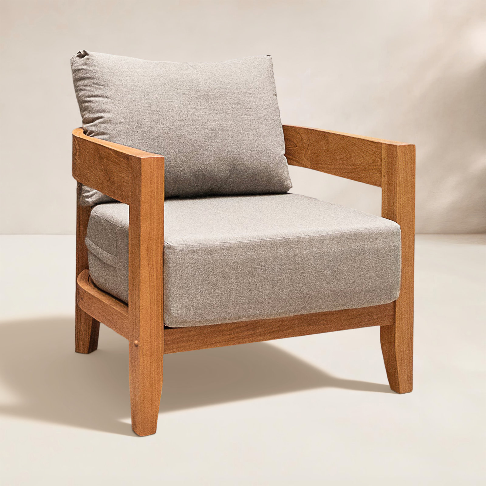 Keaton Teak Patio Lounge Chair, Beige