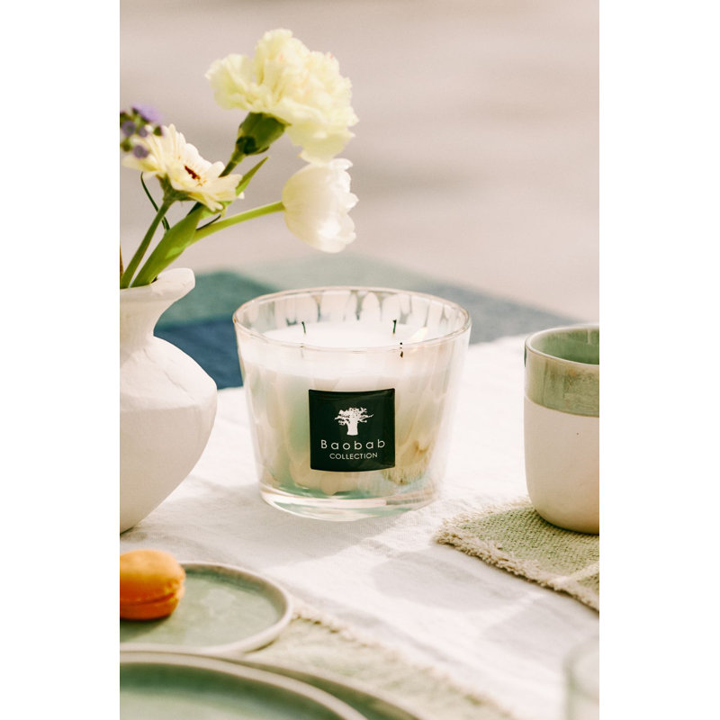 Pearls Sapphire Candle, 3.9" H x 5.07" W x 5.07" D
