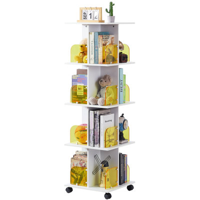 Prinsburg 4 Tier Rotating Bookshelf 360° Revolving Floor Standing Bookcase Organizer Display by Trent Austin Design