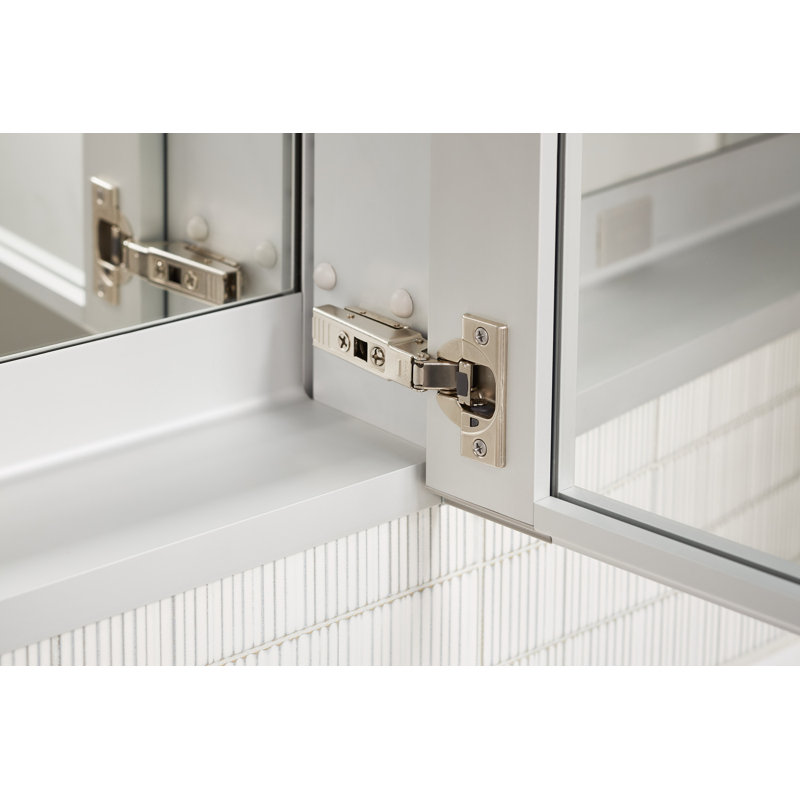Recessed or Surface Mount Framed Medicine Cabinet with 4 Adjustable Shelves, 43.63" H x 23.25" W x 4.75" D, Aged Brass