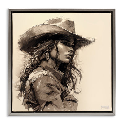 «Stoic Cowgirl Look Away Floater», art mural sur toile par RB
