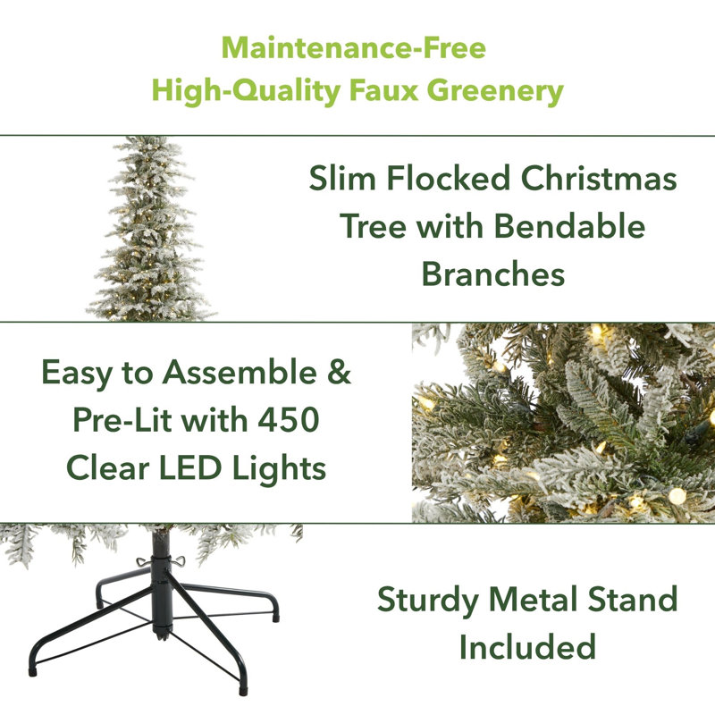 Lighted Artificial Christmas Tree, 7.5' H