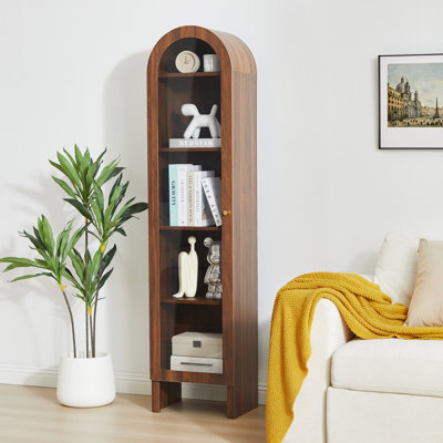 67'' Tall Arched Storage Display Cabinet Bookcase