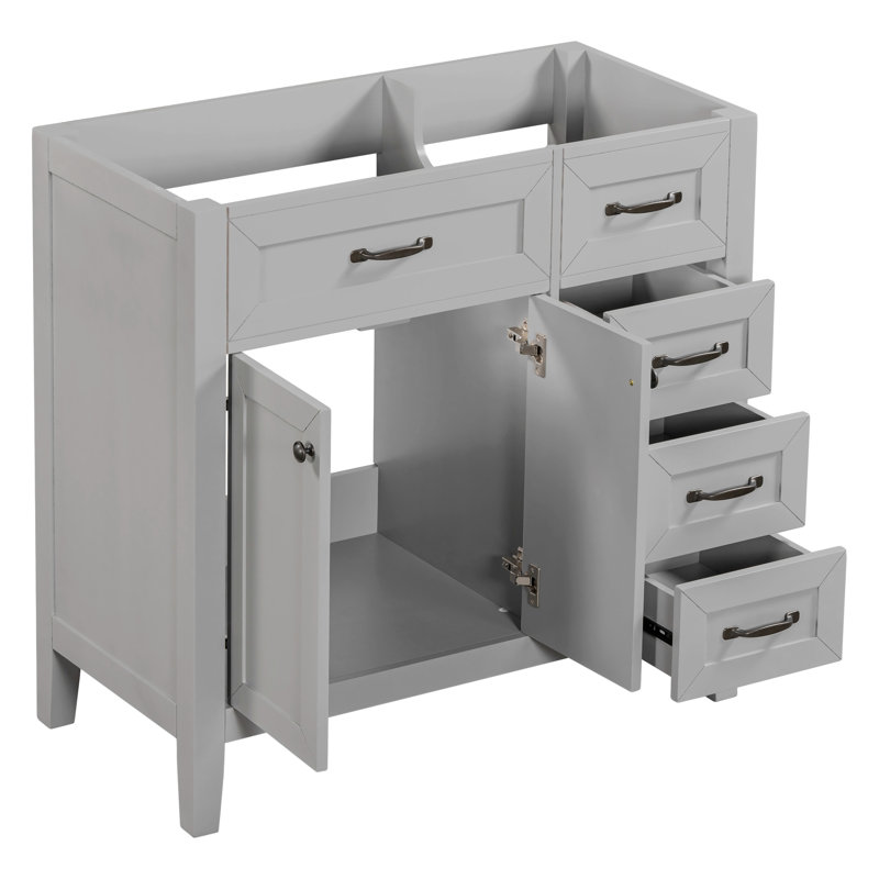 Armoire de salle de bain 36 po avec tiroirs, lavabo non inclus, Gris