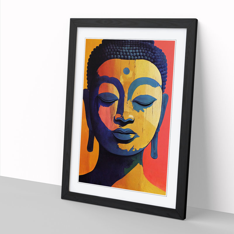 Buddha Palette Knife - Single Picture Frame Print, 64cm H x 46cm W, Black Framed